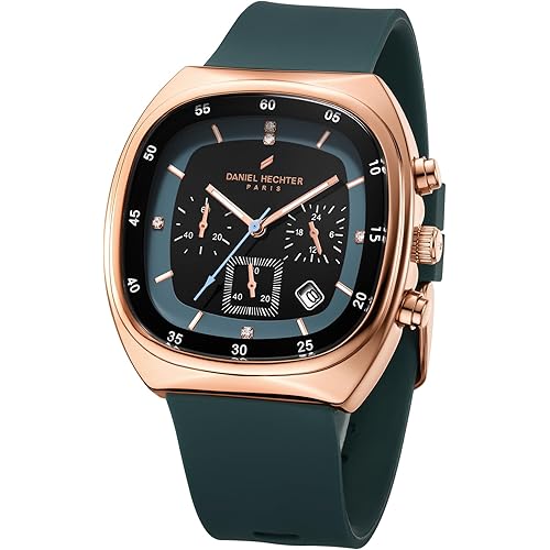 Daniel Hechter Paris Bercy Collection Modern Multi Functional Watch for Men with Square Dial and Silicon Band-DHM1001