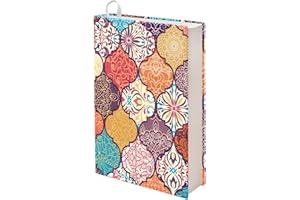 Kuiaobaty Funda de libro con patrón étnico marroquí, protector de tela elástico bohemio para libros, organizador de bloc de notas de tamaño estándar