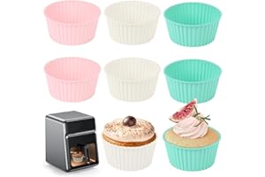 KOOSREEL Lot de 6 moules à gâteau en silicone pour friteuse à air comprimé - Moule à gâteau avec œufs - Moules ronds antiadhésifs