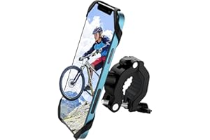 Rouclo Support Téléphone Vélo, Support Téléphone Moto avec 360° Rotation Porte Telephone Velo pour Trotinette Electrique, VTT, Scooter, Universel Support Vélo pour 4,5-7,0 Pouces Smartphones