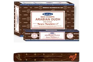 M & J Original Satya Nag Champa Arabian Oudh Incense Sticks | with M&J incense sticks holder | Full Box | for Aromatherapy, Spa, Yoga, Weddings, Meditation, Healing, Positivity and Relaxation