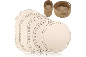 MLZTINGR Pavimento in vimini per uncinetto, 5 pezzi, fondo in legno per uncinetto in legno naturale, rotondo/ovale 15/20/25/30 cm, pavimento in legno fai da te per uncinetto e lavori di bricolage