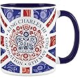 Purely Home King Charles III Coronation 2023 British Flag Mug - Blue Commemorative Mug Official Emblem Coffee/Tea Gift