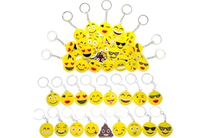 MEIYIFAN 34 Pezzi Portachiavi Mini Emoji,Emoticon Idea Bomboniera Pensierino,Smile Gadget Regalo Compleanno Bambini Adulti Natale
