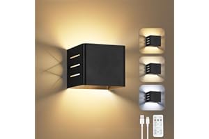 Dehobo Aplique Pared Interior - LED Lampara Pared Sin Cables USB Recargable - Blanco Mate Lampara Inalambrica con 3000K 4000K 6000K 1.5W Adecuada para Sala de Estar, Dormitorio, Pasillo
