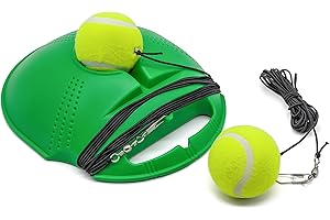 Gespann Tennis Trainer, Tennistrainingsgeräte, Sigle Solo Tennis für Tennistraining und Übung, mit 2 Tennis-Ersatzbällen, 3m Elastischer Schnur, Tennis Trainingsgeräte, Tragbar und Leichtgewicht