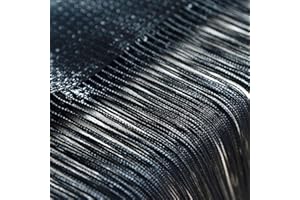 VIDILLO Zasłona na drzwi/panel ścienny z frędzlami, do okien, domu, na taras, do sypialni, na wesele, do restauracji, idealna ścianka działowa, dekoracyjne frędzle, poliester, czarna, 100 x 200_cm