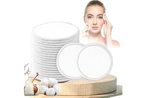 SALEEPENDENT 20 Pcs Cotons Démaquillant Lavable,Réutilisable Tampons Démaquillants,Blanc Démaquillant Tampons,Convient pour le démaquillage, le nettoyage de toute la peau.