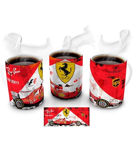 Partisan Tasse F1 Bearman 2026 – Céramique 325 Ml, Rouge, Passe Micro-ondes Et Lave-vaisselle – Design Fan De Course