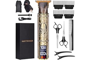 OGVDOE Tagliacapelli Uomo Professionale, Macchinetta per Capelli con Display LED T-lama Trimmer Kit USB Ricaricabile Impermeabile Portatile Rasoio Elettrico Barba per Famiglia/Barbiere