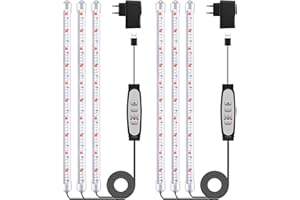 NIELLO 2Paquetes 3 Barras de Luz para Cultivo de Plantas, Lámpara de Luz Solar de Espectro Completo con Temporizador 6/12/18H, 5 Niveles Regulables para Suculentas, Estante para Plantas, Bajo Armario