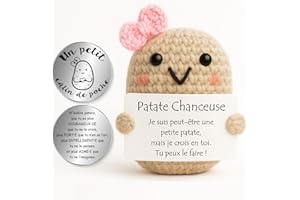 Tixlux Pomme de Terre Positive, Peluche Patate Optimiste Faite Main avec Petit Câlin Porte-Bonheur, Cadeau Remonter Le Moral, Bon Rétablissement, Cadeau pour Femme Anniversaire Noël (Noeud Papillon)