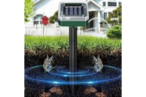 Kimroxi 4 Pack Solar Powered Mole Repellent Waterproof Gopher Scarer Ultrasonic Groundhog Repeller Outdoor Rat Deterrent for Snake Rodent Vole Garden Farm Orchard