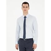 Beyaz%100 Pamuk Parlak Saten Slim Fit Uzun Kollu Basic G&ouml;mlek 50286102 VR013