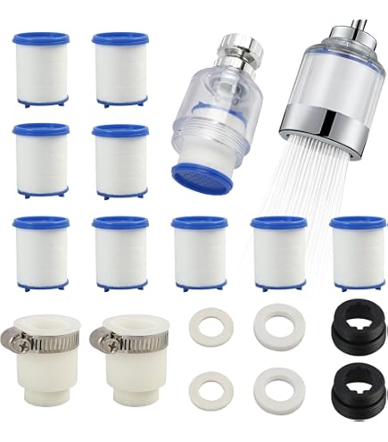 Suaywo 2 Pièces Filtre Robinet Anti Calcaire Rotatif 360° Avec 6 Éléments Filtrants