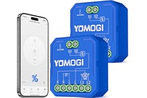 YOMOGI 2 Pack Module Volet Roulant Connecté, Module Interrupteur pour Rideau Stores WiFi, Compatible avec Alexa Google Home pour Contôle en Pourcentage, Contrôle à Distance, Commande Vocale