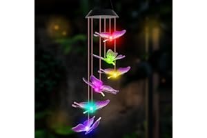 VIVO TECHNOLOGIES Solar Butterfly Wind Chimes Garden Gifts for Her Grandma Nanny Mum Solar Lights Outdoor Decor for Garden Yard Porch Christmas Easter Gifts Birthday Gifts for Women Ladies