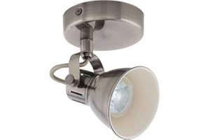 ‎EGLO EGLO LED Wandlampe Seras, Deckenlampe industrial, Deckenstrahler aus Metall, Wohnzimmerlampe in Nickel-Antik, Flurlampe, Spot inkl. GU10 Leuchtmittel, warmweiß