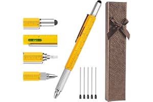 GWAWG Wielofunkcyjny długopis prezenty dla mężczyzn 6 w 1 Mutiltool śrubokręt długopisy gadżety mężczyźni z kryształowym pudełkiem prezentowym i 5 wymiennymi wkładami prezenty urodzinowe dla taty,
