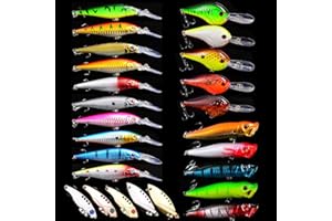 CHAWHO Wobbler Kunstköder Set 25 Stück Angeln Köder Set gemischt - Angelköder Set lebensecht Künstliche Fischköder zum Raubfisch Angeln für Hecht Zander Karpfen Barsch Forelle Dorsch Angelzubehör Angelset