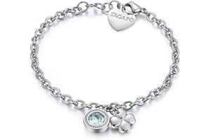 S’AGAPÕ S'Agapõ Bracciale Donna in Acciaio e Cristalli Swarovski© con Simbolo Quadrifoglio | Collezione Lucky Light - SKT12