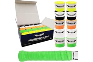 G-Lueck Lot de 50 Overgrips pour Raquette de Tennis Premium - Power Touch - Haute Tenue, Longue Durabilité, Épaisseur 0,60 mm, Overgrips pour Raquettes de Badminton, Padel, Squash, etc. Antidérapants