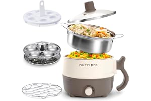 Nutripro Multipurpose Cook Kettle With 1.5L Stainless Steel Inner Pot, Steel (Cream & Brown, 600W)