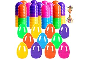 Puddry 50 Pcs Ostereier zum Befüllen, 5.7cm Bunte Plastikeier zum Befüllen, Eier zum Befüllen für Draußen, Ostereier Plastik zum Aufhängen Perfekt für Osterkorb Füller, Dekoration für Osterfeiern
