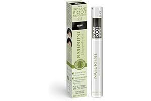 Naturtint | Instant Root Retouch | Ritoccatore Temporaneo per Capelli Grigi, Radici e Sopracciglia | Pratico e Comodo grazie al suo Pennello | 98,5% Ingredienti Naturali | Colore Nero | 10 ml