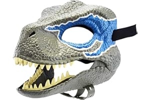 ‎HLJS HLJS Dino Maske mit Beweglichem Kiefer, Raptor Dinosaurier Maske für Kinder und Erwachsene, Realistische Dinosaurier Kopf Latex Maske, Halloween Cosplay Party Geschenk Requisiten