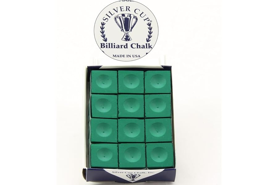 12 x SILVER CUP Snooker Pool Chalk - TOURNAMENT GREEN