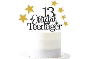 Pargleev 13th Glittery Personalised Birthday Gifts:Official Teenager 13 Cake Topper with Stars-Thirteen Years Old Birthday Party Supplies for Boys and Girls,Decorations,Keepsakes and Black Gold