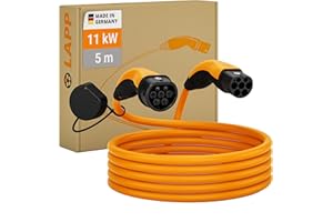 LAPP Mobility EV Chargeur Type 2 11 kW/20 A 3 Phases Câble 5 m Mode 3 Orange