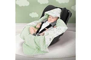 Joyz Manta con Capucha para Bebé 84x84cm Verde 100% Algodón Animales Marinos Minky Saco de Doble Cara para Accurucarse Toda la Temporada Universal Portabebés Ideal para el Cochecito o Silla de Paseo