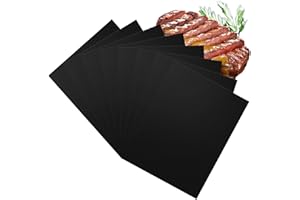 Relota 8 PCS BBQ Griglia Tappetini, Tappetini da Barbecue Tappetino Barbecue 40x33CM Resistente al Calore Antiaderente, Tappetini Barbecue per Griglia a Gas Carbone Forno