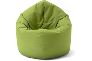 Lumaland Poltrona a sacco | Pouf rotondo 120 x 80 x 75 cm | 2 in 1 per ambienti interni ed esterni | Con imbottitura da 300 l | Impermeabile e robusta [Verde]