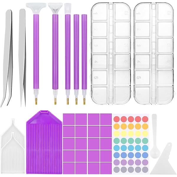 Kit Outils Broderie Diamant 46 Pièces - Stylo Rapide, Pince, Colle, Plaques, Boîte Rangement - Pour Peinture Diamants DIY - 7