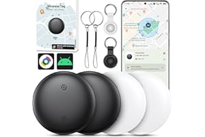 FUYAOSC Air Tag Android, 4 Pack Android Smart Tracker Tag Key Finder Compatible with Google Find Hub App (Android Only), Bluetooth Tracker for Luggage, Suitcase, Pet (Black and White, 4 Pack)