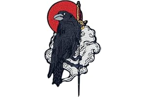 ZEGIN Toppa ricamata da applicare con ferro da stiro o cucitura, tema: Corvo sulla spada