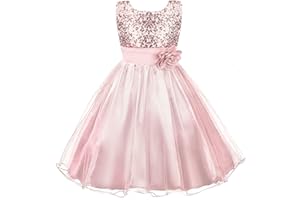 Discoball Girls Princess Dress Sequin Tulle Flower Pageant Birthday Party Wedding Bridesmaid Girl Dresses for 3-12 Years