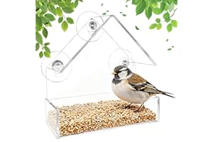 MIMZEMAMZ Transparent Fenster Futterhaus für Vögel, Vogelfutterhaus Bird Feeder Acryl mit Saugnäpfe, Vogelhaus Fensterscheibe Vogelfutterstation Vogelfutterspender für Vögel, 14.5x6.2x15.5cm