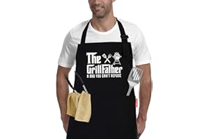 APRONPANDA The Grill Father - BBQ Cooking Apron for Men, Funny Kitchen Apron with Pockets, Christmas Gifts for Men, Husband, Dad, Grandad Birthday Gifts