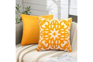 ETOLISHOP Set di 2 Cuscini per Divano Moderni 45x45cm in Velluto Federe Cuscini Divano Giallo Senape Copricuscini Divano Mandala Stampa Modello Cuscini per Divani per Soggiorno Camera Auto Ufficio