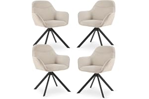Goeurvant Dining Chairs Set of 4 Polyester Swivel Armchair for Living Room Upholstered Kitchen Chairs, Beige