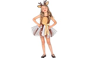 W WIDMANN MILANO PARTY FASHION Widmann - kostium dziecięcy renifera, sukienka z tiulową spódnicą, opaska do włosów, tutu, nakrycie głowy, tiara, sarna, jeleń, Boże Narodzenie, karnawał, impreza tematyczna