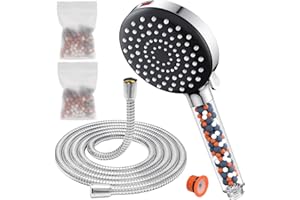 YEAUPE PRO Słuchawka prysznicowa z wężem 1,8 m, oszczędzająca wodę, 8 l/min, z mocnym strumieniem, głowica prysznicowa z filtrem (średnica 120 mm), słuchawka prysznicowa z 7 rodzajami strumienia,