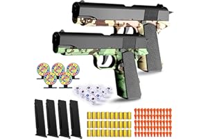 SZJYMY Soft Bullet Gun Toy - Automatic Pull Back Action Semi-Automatic Handgun with Shell Ejection and Auto Rebound, Gun Toy for Teen Boys, Suitable for 3 4 5 6 7 8 Years Old boys And Girls Toys