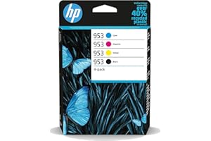 HP 953 Pack de 4 Cartouches d'Encre Noire, Cyan, Magenta et Jaune Authentiques (6ZC69AE) | L'emballage peut varier