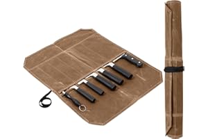Xumann Knife Roll Bag, Knife Case for Chefs, Waxed Canvas Knife Bag, 7 Slots Knife Cutlery Tool Roll Case Storage Bag, Gifts for Pro Chefs or Culinary Enthusiasts