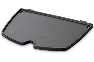 Weber plancha pour barbecue à gaz série Q 100/1000 / Plancha en fonte émaillée avec surface antiadhésive et bords relevés, accessoire barbecue durable, 1,3 x 22 x 32 cm, noir